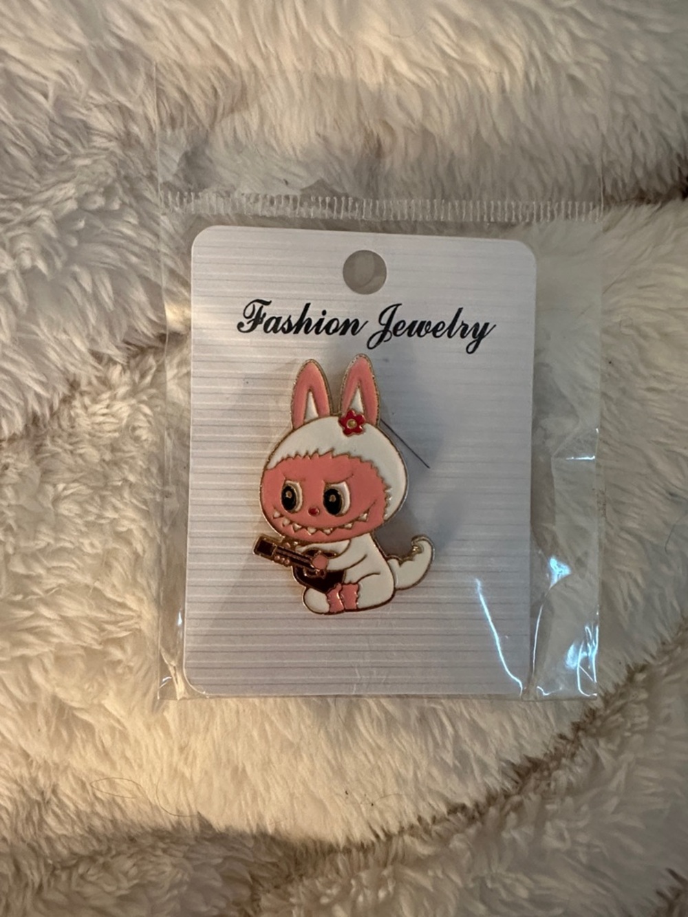 Pink Bunny Character Enamel Pin - Fashion Jewelry